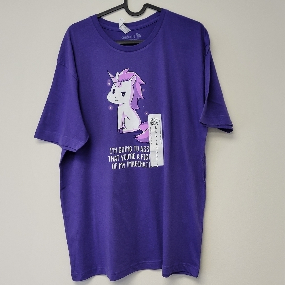 Teeturtle Unicorn You're a Figment of My Imagination T-shirt Purple L